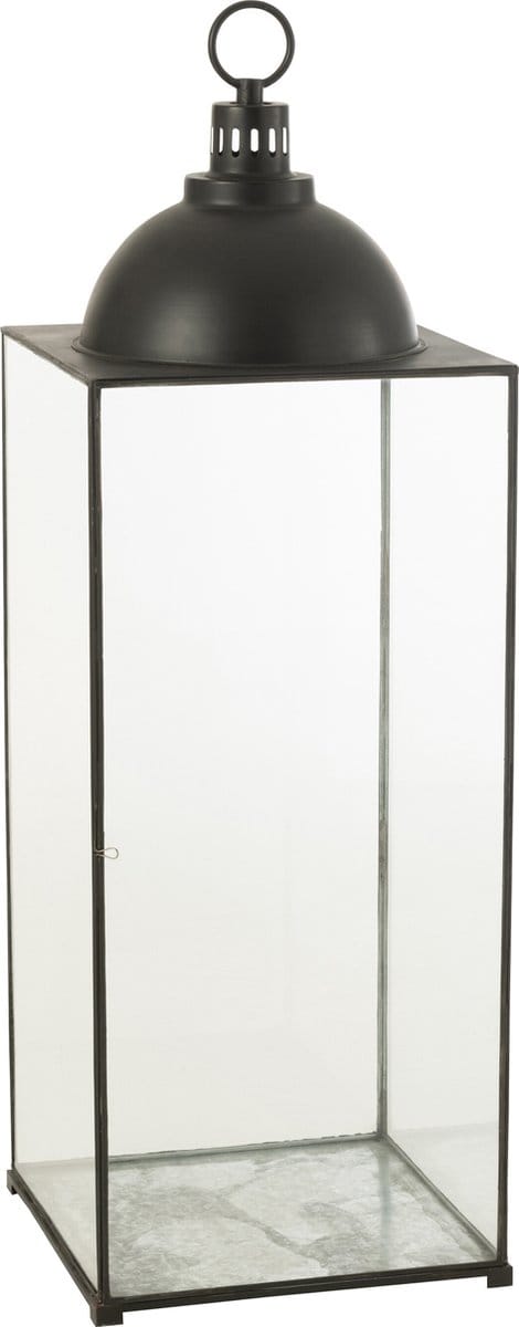 J-Line lantaarn Hagrid - glas/ijzer - zwart - large