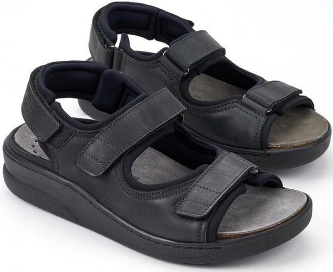 Mobils by Mephisto VALDEN Heren Sandaal - Extra Breed - Zwart - Maat 46