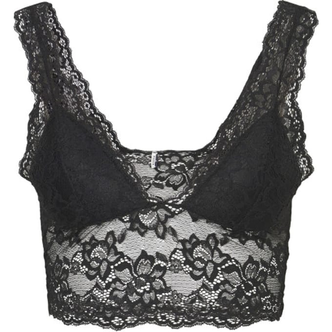 Pieces Dames Bralette Bra Top Kant Microfiber Zwart - XL