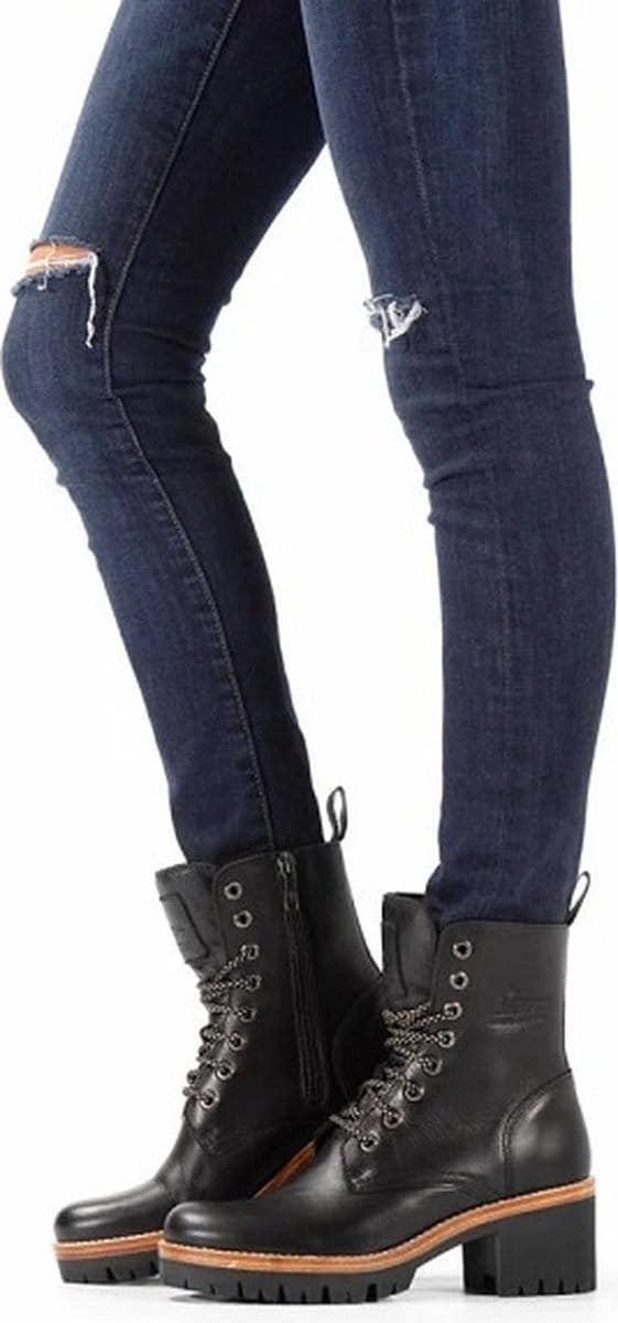 Panama Jack dames veterboots zwart leer
