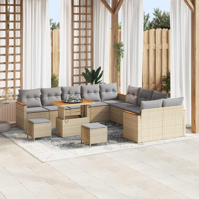 vidaXL - Tuinbank - Set - 13 - st - Beige - poly - rattan
