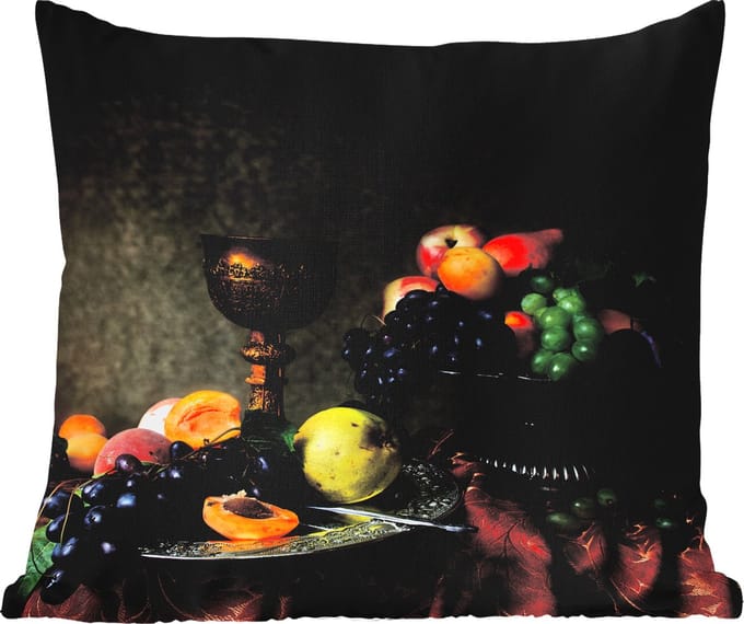 Tuinkussen - Rustiek - Tafel - Fruit - Stilleven - Beker - 40x40 cm - Weerbestendig