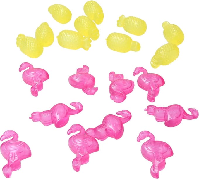 Set van 20 IJsblokjes Flamingo en Ananas - Tropical - Herbruikbaar