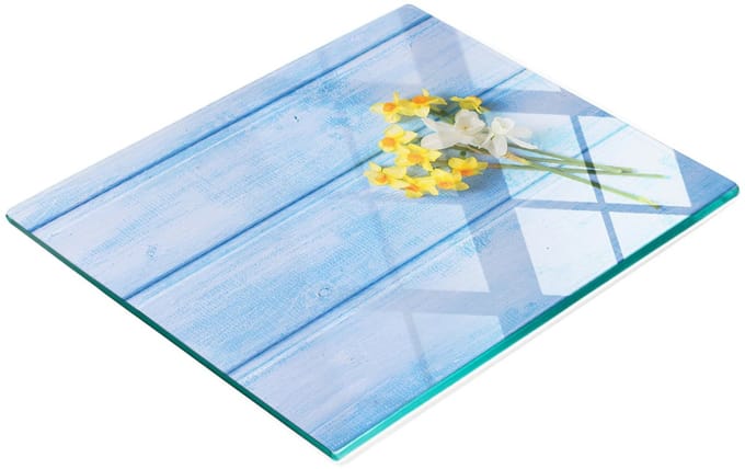 Decoratieve serveerplank van glas met narcissenmotief, 60x52 cm