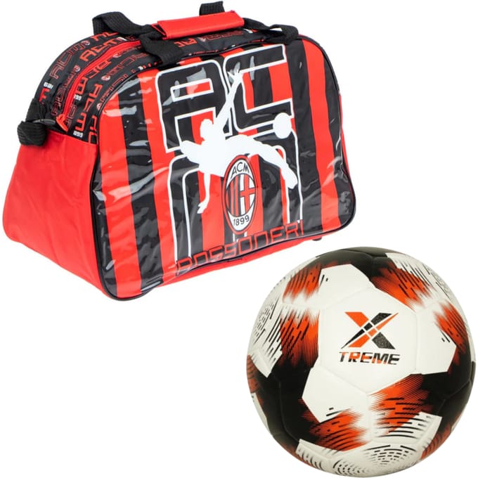 A.C. Milan tassenset; sporttas en voetbal