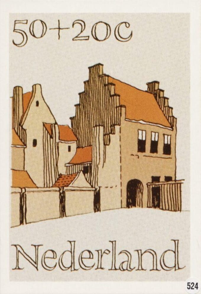 Briefkaart met afbeelding Kuiperspoort Middelburg postzegel