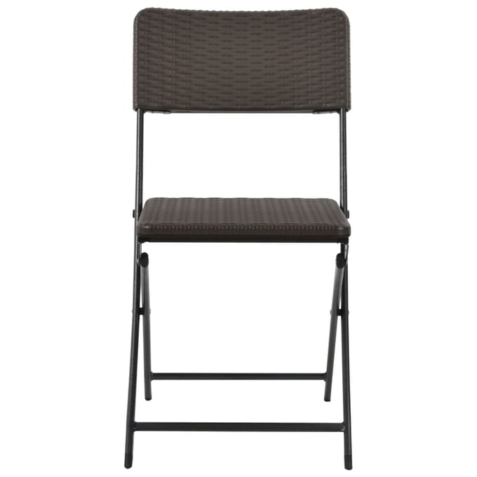 vidaXL - Opklapbare - stoelen, - 2 - stuks, - HDPE - en - staal, - bruin