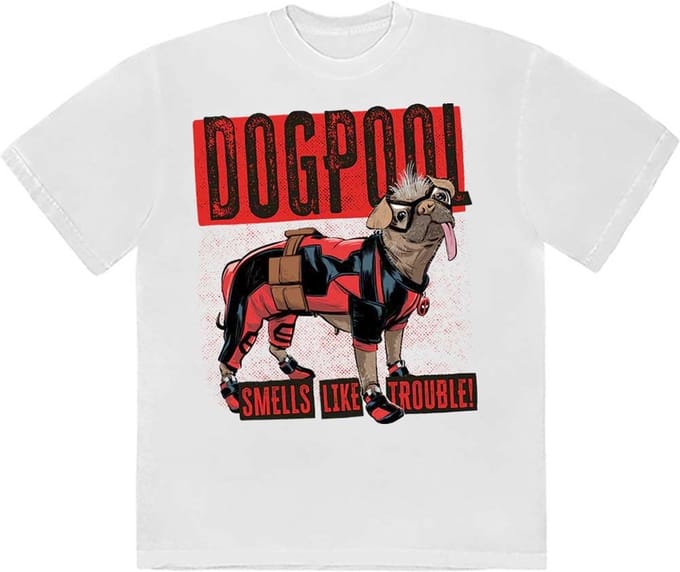 Marvel Deadpool - Dogpool Smells Like Trouble Heren T-shirt - S - Wit
