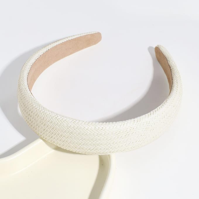 Bandeau transfrontalier à large bord uni, tissage en raphia, bandeau polyvalent pour sortir brun foncé