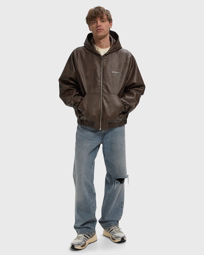 HOODED LEATHER JACKET