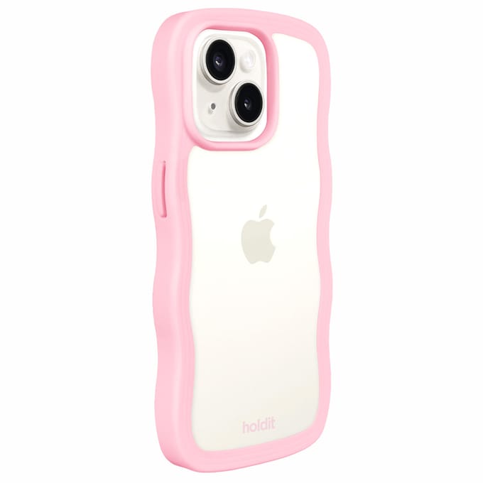 Holdit Wavy Case geschikt voor Apple iPhone 17e / 16e / 15 / 14 / 13 - Transparent / Pink