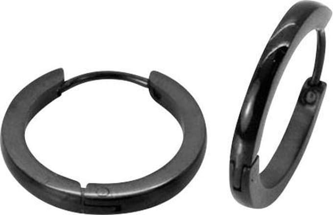 Amanto Oorbellen Davit Black - 316L Staal - 2mm - Ø18mm