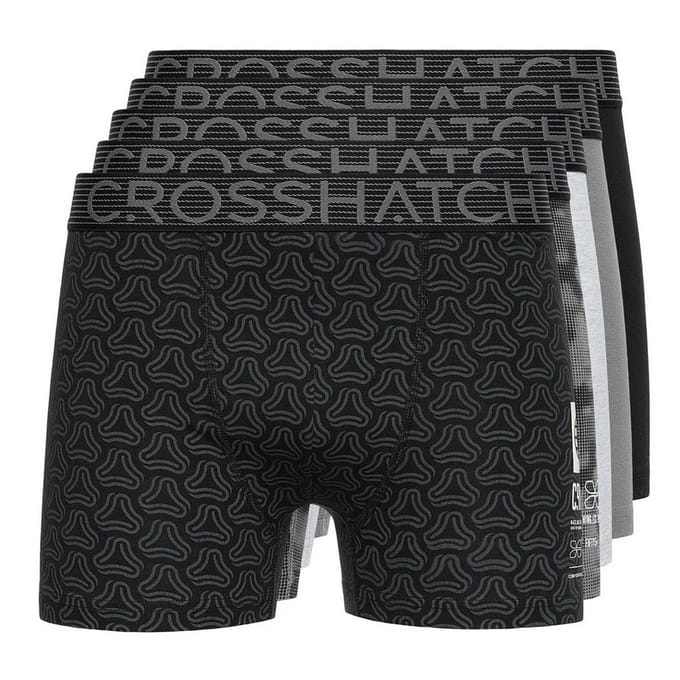 Crosshatch Heren Buzzard Boxershorts (Set van 5) (Grijze mergel/zwart)