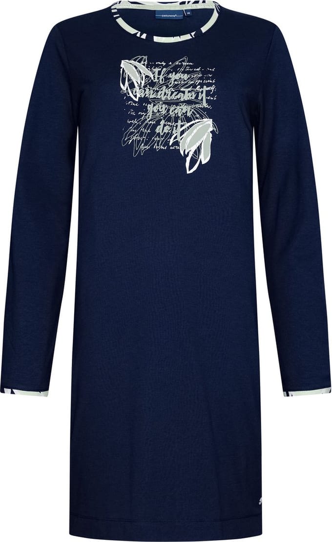 Dames Nachthemd Pastunette Flow - Katoen - Blauw - Maat 42