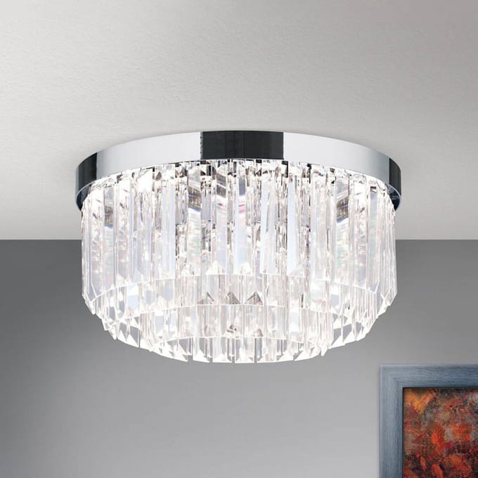 ORION LED plafondlamp Prism, chroom, Ø 35 cm