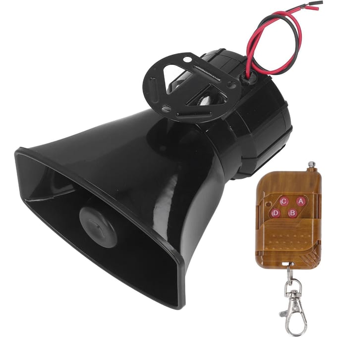 Haut-parleur à Klaxon Mono 4 Tonalités pour Camion Moto Voiture Bateau 100W 12V black