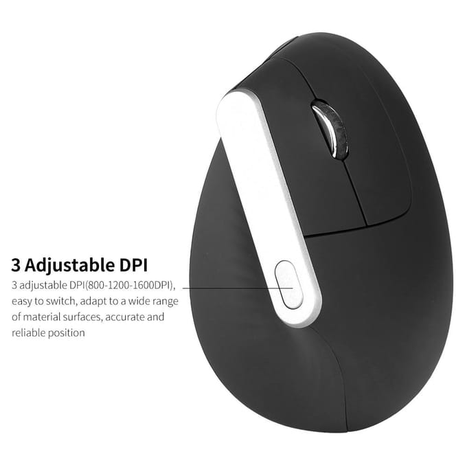 2.4G draadloze optische muis verticale muis 6 toetsen ergonomische muizen met 3-versnellingen instelbare DPI voor pc zwart