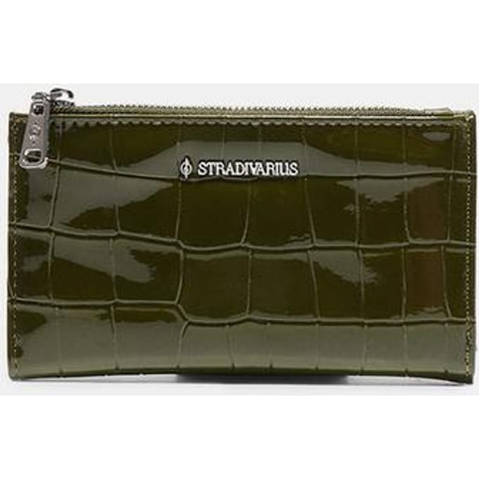 Stradivarius Basic portemonnee met rits  Kaki OS