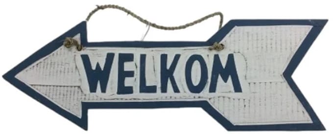 Pijl met tekst WELKOM 9x26 cm ass. Kleur