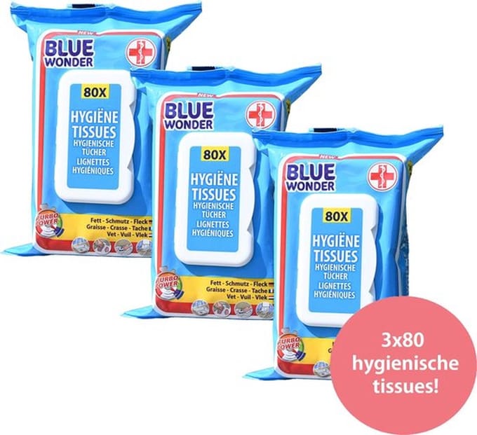 Blue Wonder desinfectie doekjes - 3 x 80 doekjes
