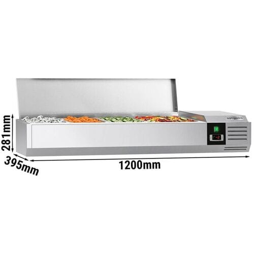 GGM Gastro Opzetkoelvitrine PREMIUM - 1200x395mm - 4x GN 1/3 zilver