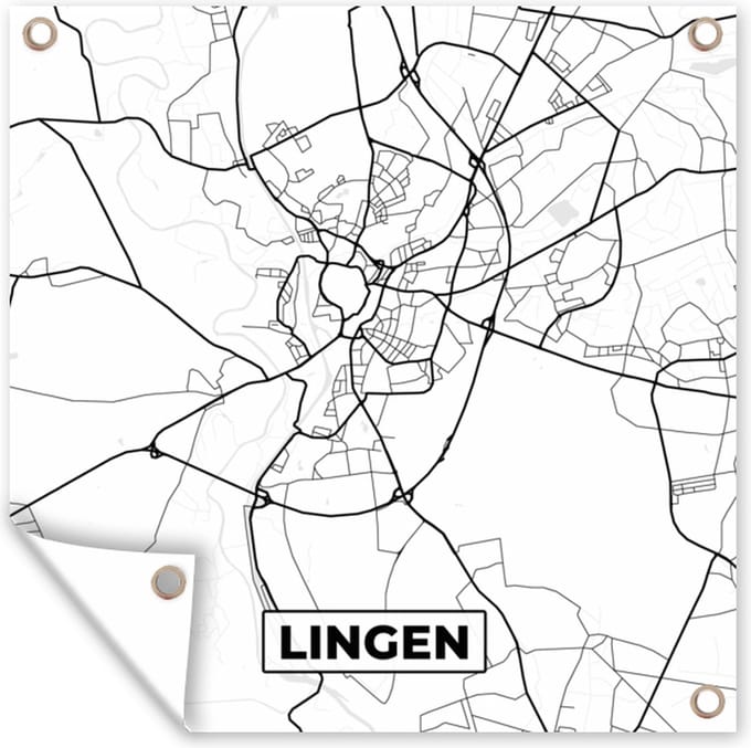 Tuindoek Lingen - Stadskaart - Plattegrond - Kaart - 100x100 cm