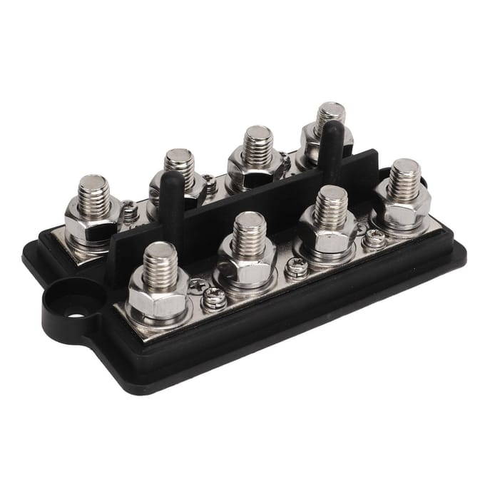 Verzamelrail Marine RV Batterijklem Stroomverdeelblok 2 Rijen M8 Stud DC12‑48V 150A Zwart gray