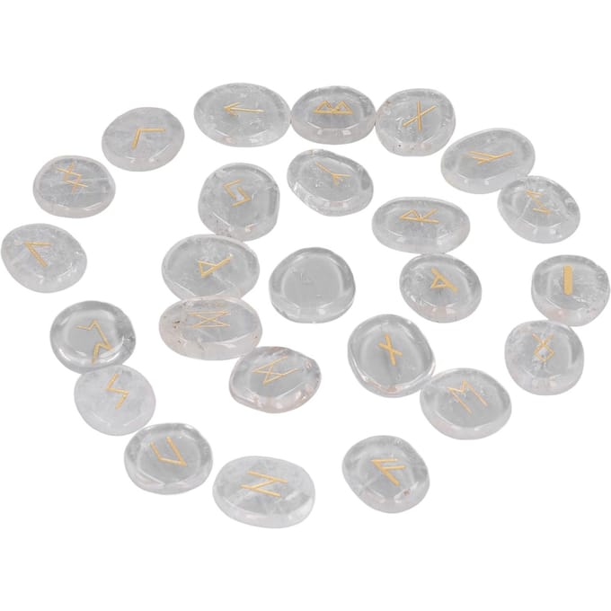 Pierres Runiques Finition Soignée Aspect Élégant Petit Volume Ensemble de Runes en Cristal Blanc gray