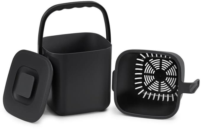 Gft-emmer - Geurdicht met Deksel en Handgreep - Zwart - 21 x 20 x 19,5 cm
