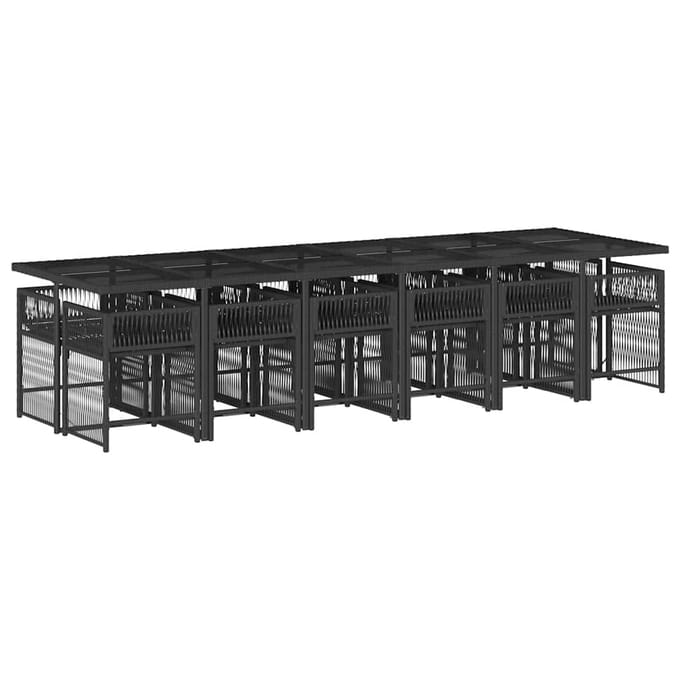 vidaXL - 13-delige - Tuinset - met - kussens - poly - rattan - zwart