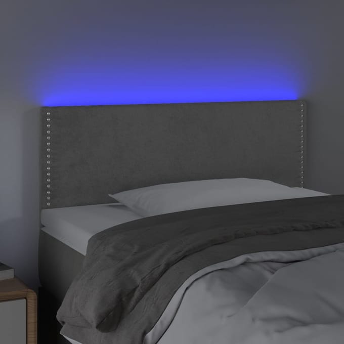 vidaXL - Hoofdbord - LED - 80x5x78/88 - cm - fluweel - lichtgrijs