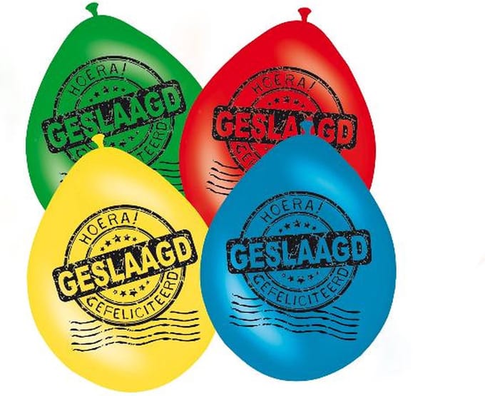 Geslaagd Ballonnen Meerkleurige 30cm - 8 stuks