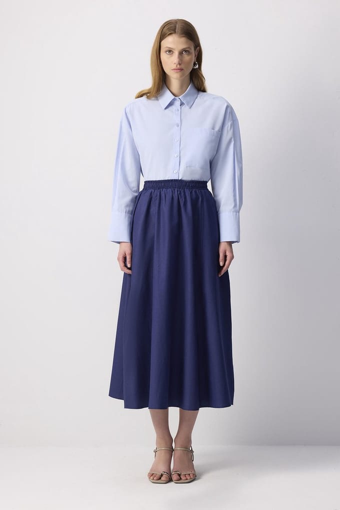 Touché Privé - Geweven rok met elastische taille - Indigo - Dames