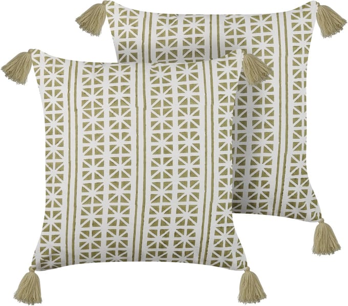 SYRINGA - Sierkussen set van 2 - Lichtgroen - 45 x 45 cm - Katoen