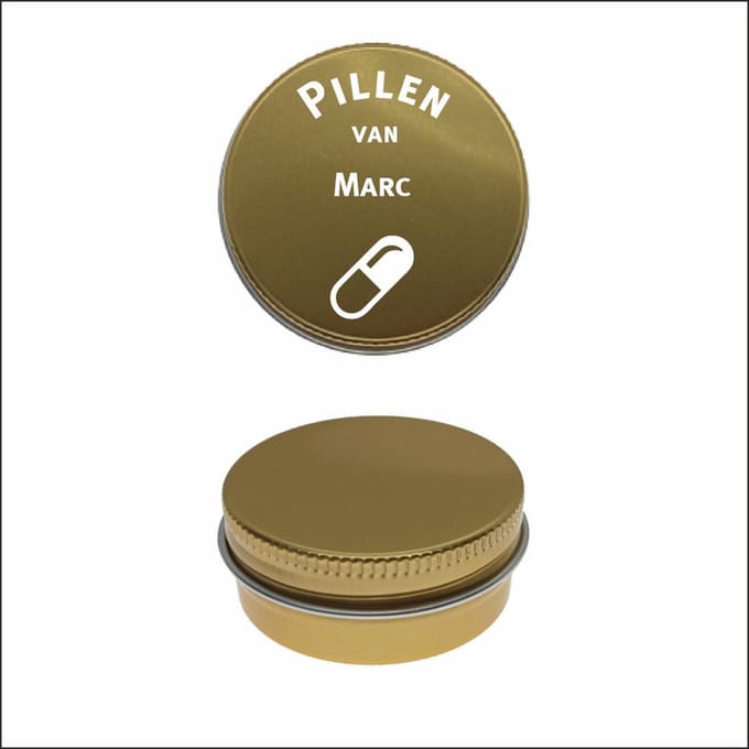 Pillen Blikje Met Naam Gravering - Marc