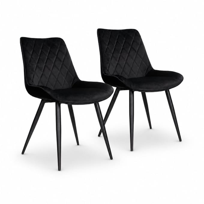 DS4U® - Benito eetkamerstoel - Set van 2 - Zwart - Velvet