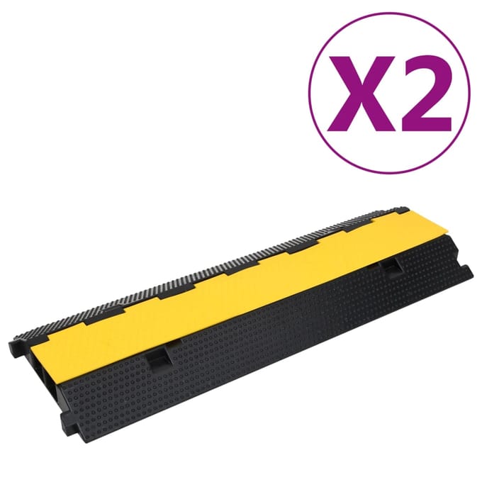 vidaXL - Kabelbeschermers - drempel - met - 2 - tunnels - 2 - st - 100 - cm - rubber