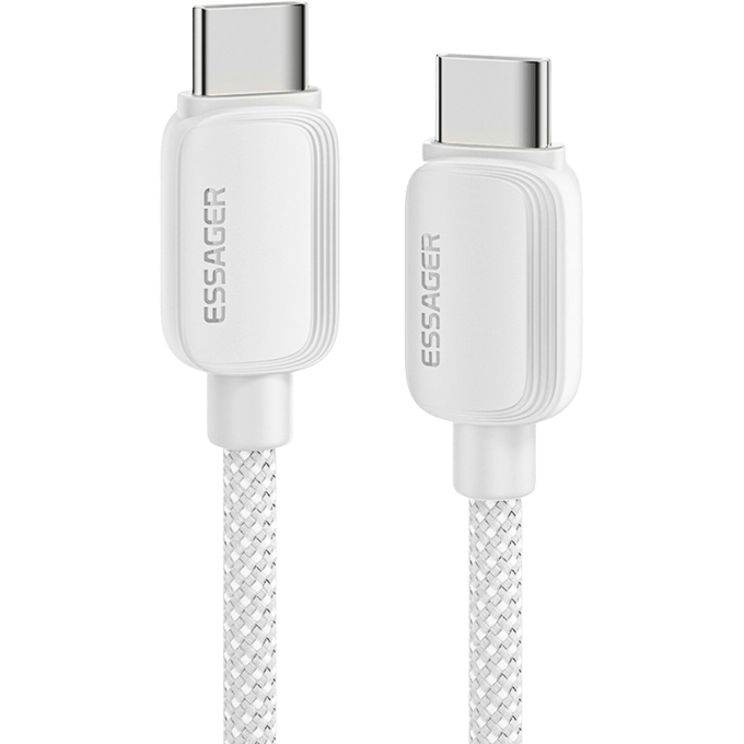 Essager 100W Gewoven Smartphone en Laptop USB-C naar USB-C Kabel Wit 2m