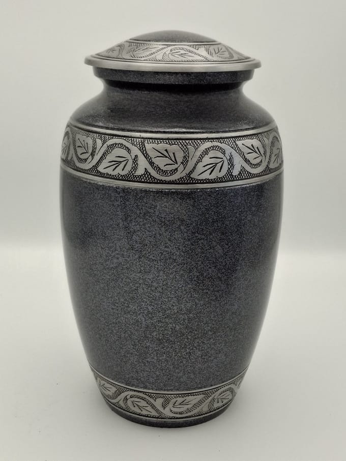 Urn Grey metallic engraved 13223A