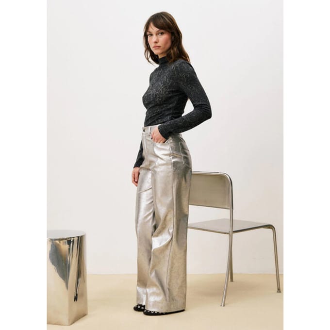 FRNCH Cristalle broek wide-leg zilver