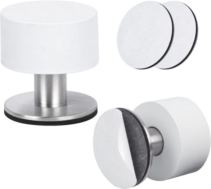 Set van 2 Deurstopper voor Vloer en Muur met Rubbers - Wandbescherming Zwart