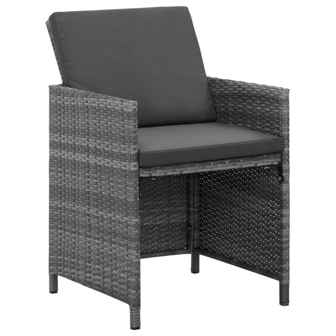 vidaXL - 9-delige - Tuinset - met - kussens - poly - rattan - grijs