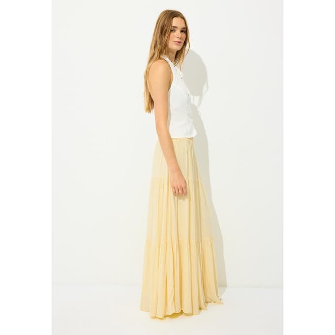 Stradivarius Halflange boerenrok  Pastelgeel M