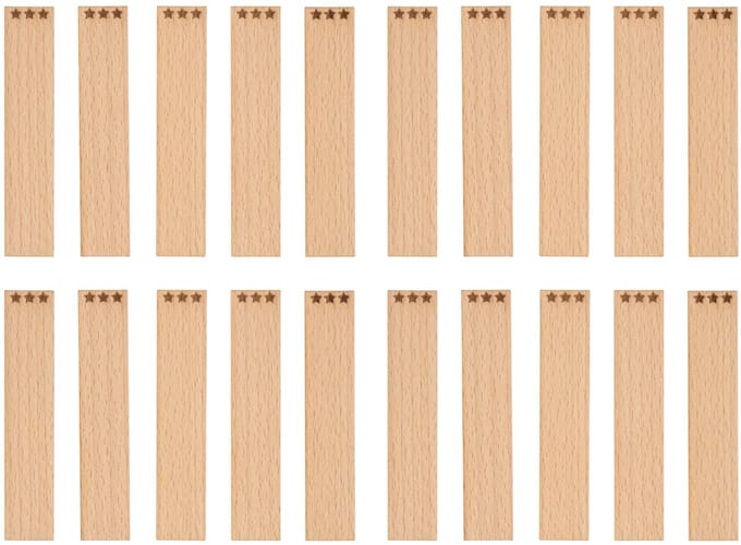 TopWosk - Houten Wicks - Sterren Gravure - 100x20x1 mm - 20 stuks