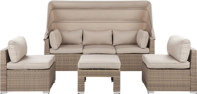 COCCOLIA - Loungeset voor 5 - Lichtbruin - PE rotan