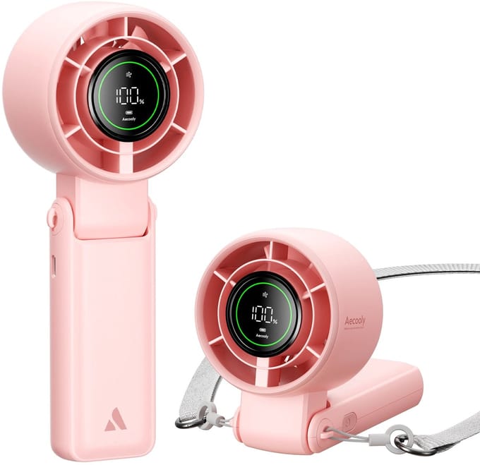 Aecooly Halo 02 – Draagbare Handventilator – 3600mAh – Roze