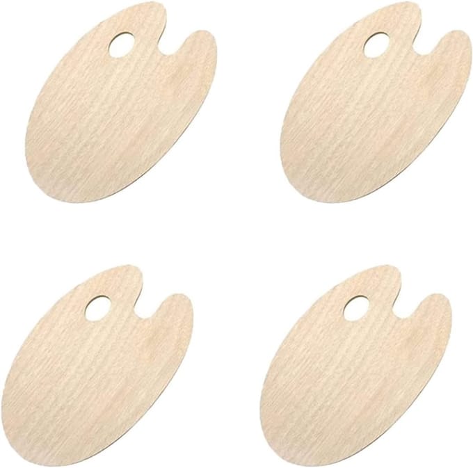 Dailygoody - Houten schilderpalet - 4 stuks - Ideaal voor aquarel