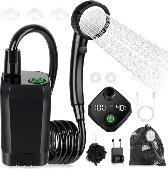 VH Supplies®Buitendouche - Tuindouche - Camping Douche - 6000mAh Batterij - 2m Slang