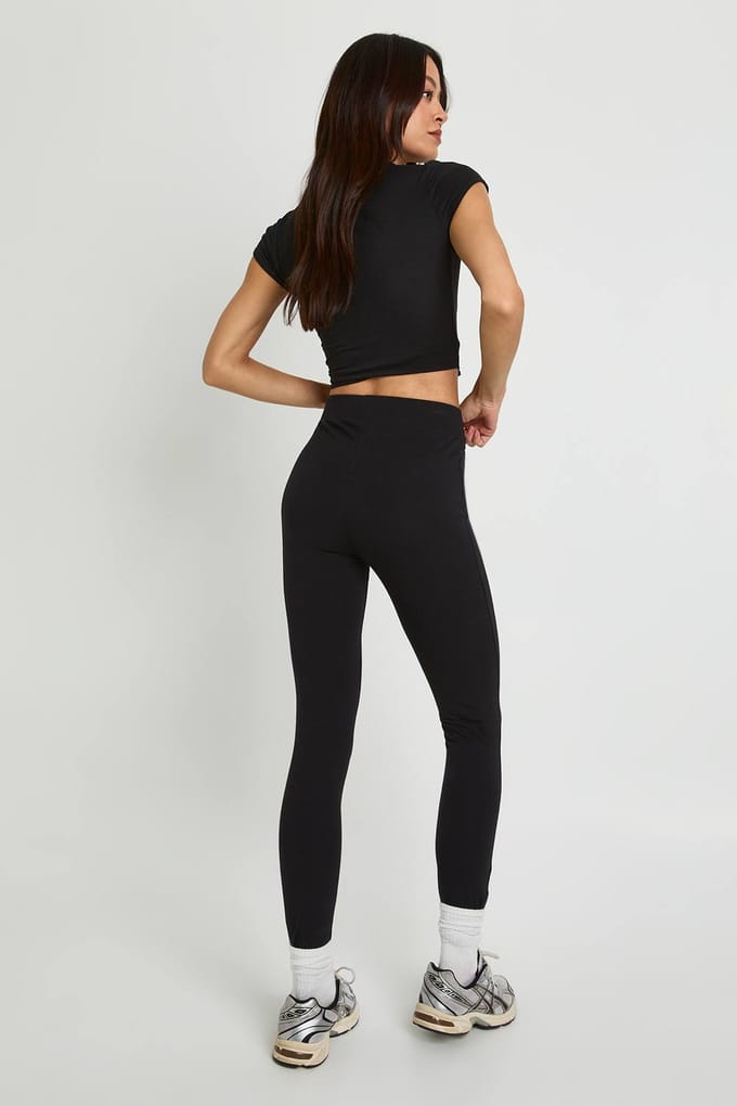 boohoo Dames Legging met hoge taille in lange uitvoering | Zwart | Maat: 40