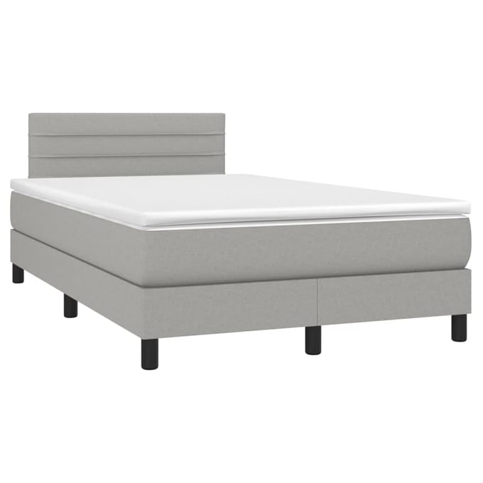 vidaXL - Boxspring - met - matras - en - LED - stof - lichtgrijs - 120x200 - cm